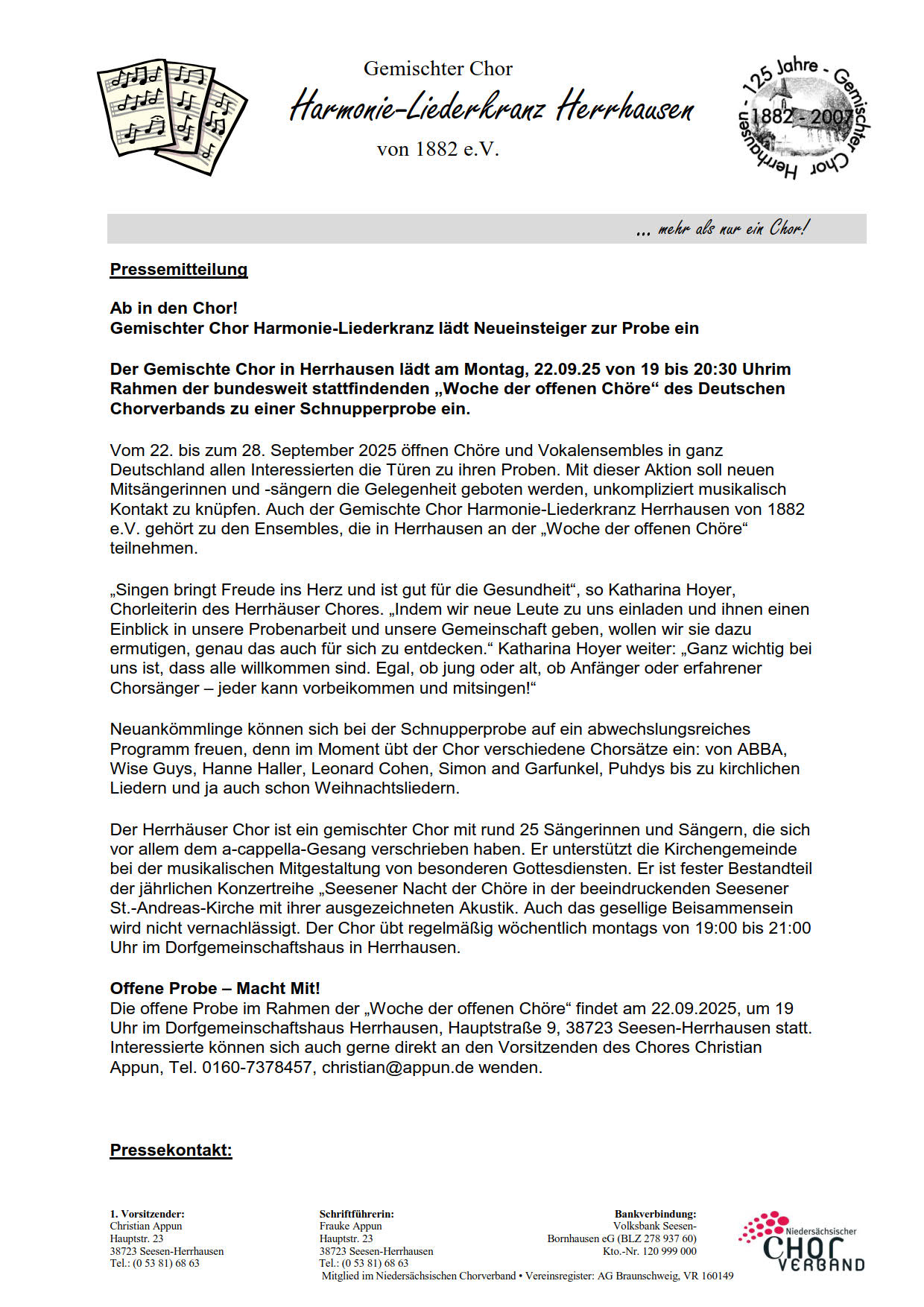 2025 08 27 Pressemitteilung Ab in den Chor Herrhausen 2025 1
