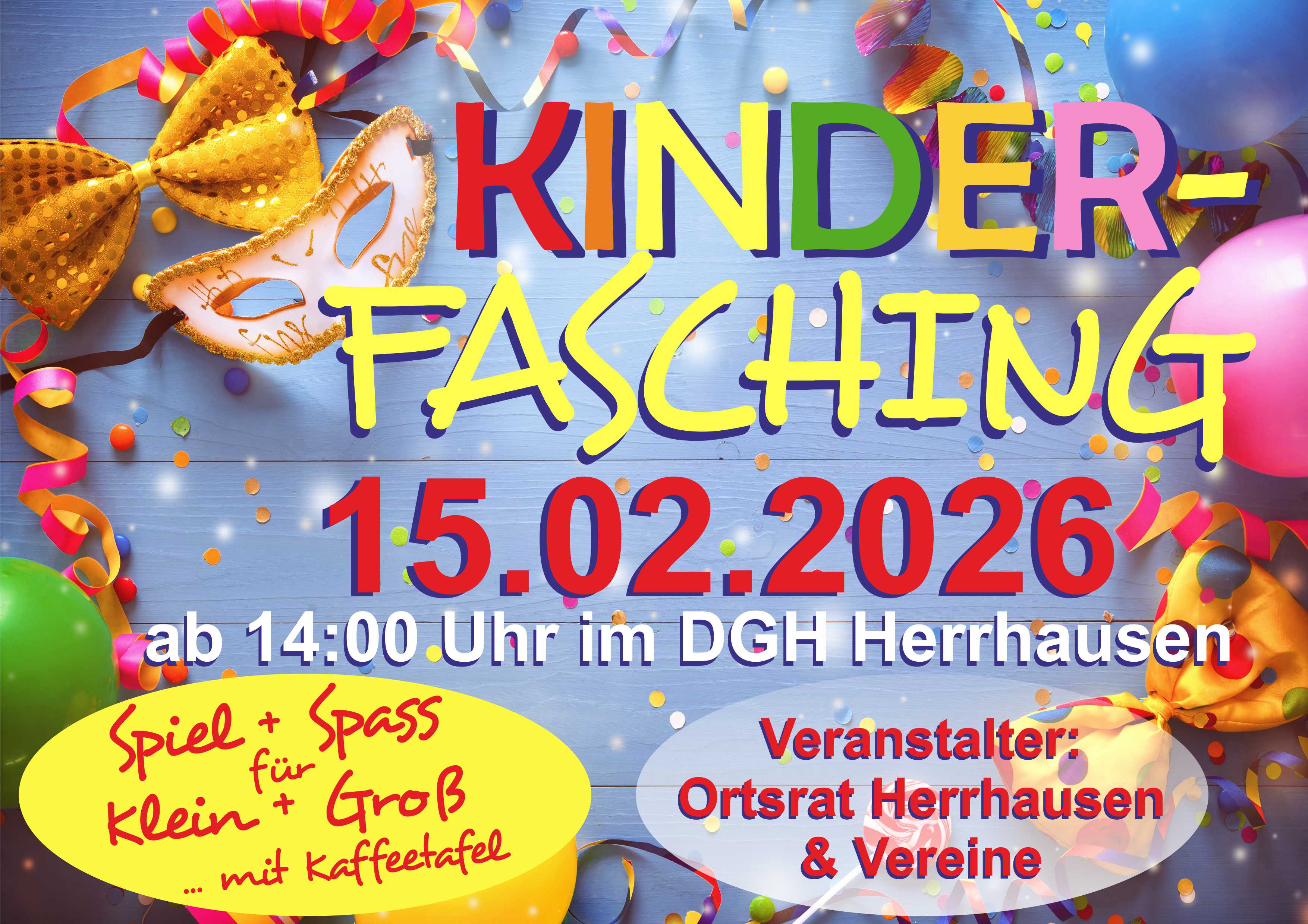 2026 01 22 Plakat Kinderfasching Herrhausen 2026